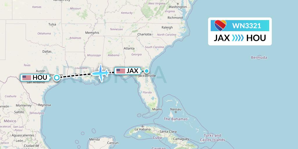 WN3321 Flight Status Southwest Airlines Jacksonville to Houston (SWA3321)