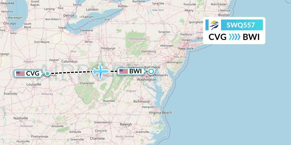 SWQ557 Flight Status Swift Air Cincinnati to Baltimore (WQ557)