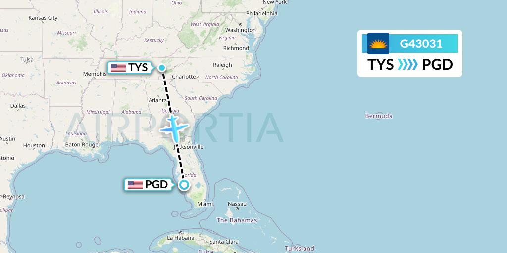 G43031 Allegiant Air Flight Map: Knoxville to Punta Gorda