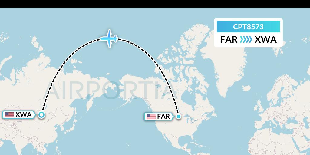 CPT8573 Corporate Air Flight Map: Fargo to Williston