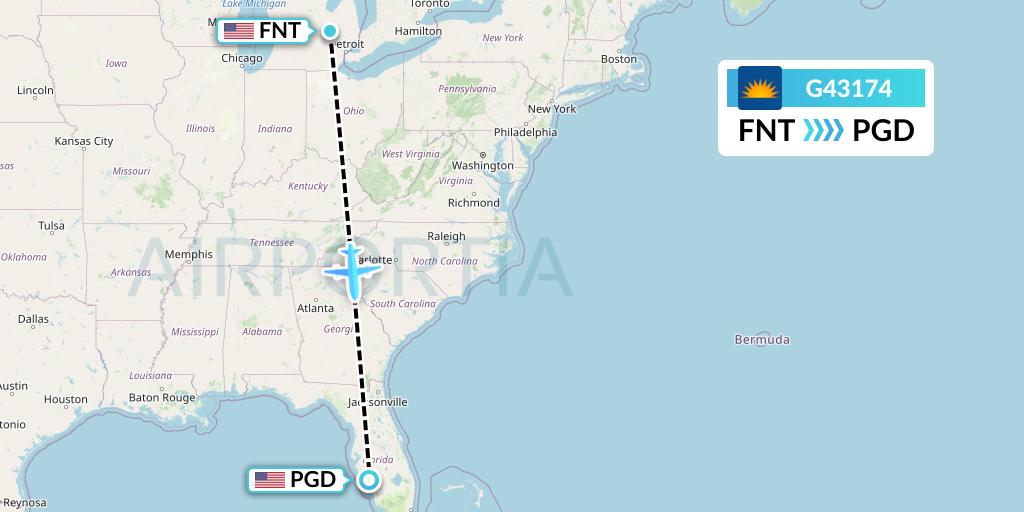 G43174 Allegiant Air Flight Map: Flint to Punta Gorda