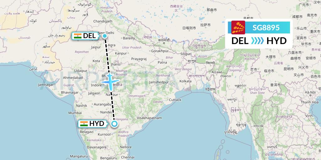 SG8895 Flight Status SpiceJet Delhi to Hyderabad (SEJ8895)