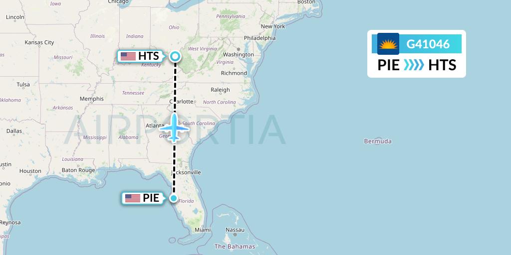 G41046 Allegiant Air Flight Map: St. Petersburg to Huntington