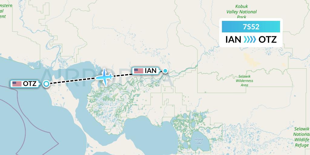 7S52 Ryan Air (USA) Flight Map: Kiana to Kotzebue