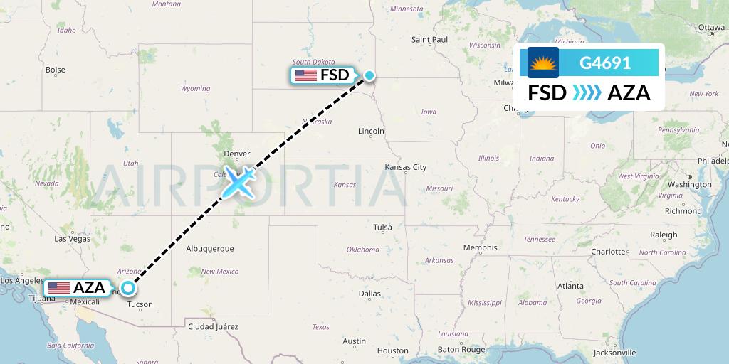 G4691 Allegiant Air Flight Map: Sioux Falls to Phoenix