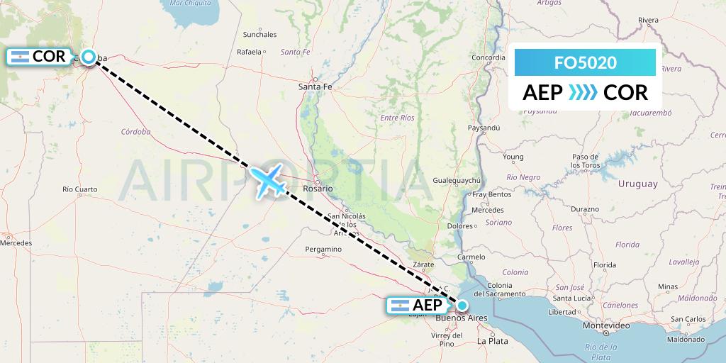 FO5020 Aero Flightops Uk Limited Flight Map: Buenos Aires to Cordoba