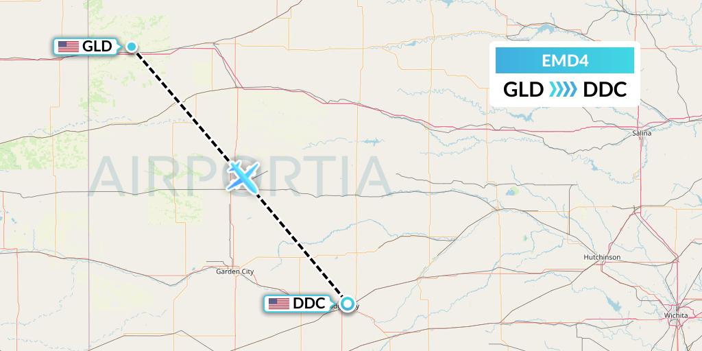 EMD4 Eaglemed Flight Map: Goodland to Dodge City