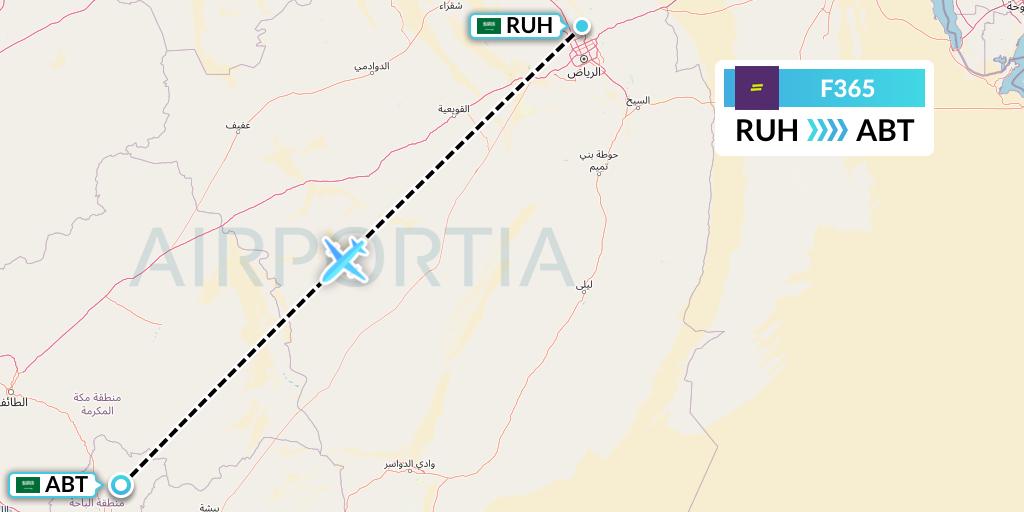 F365 flydeal Flight Map: Riyadh to Al-Baha