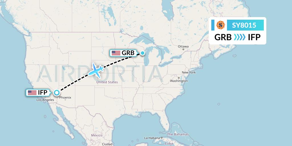 SY8015 Sun Country Airlines Flight Map: Green Bay to Bullhead City