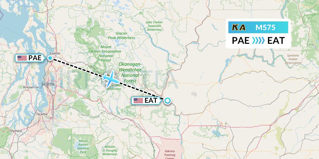 M575 Kenmore Air Flight Map: Everett to Wenatchee