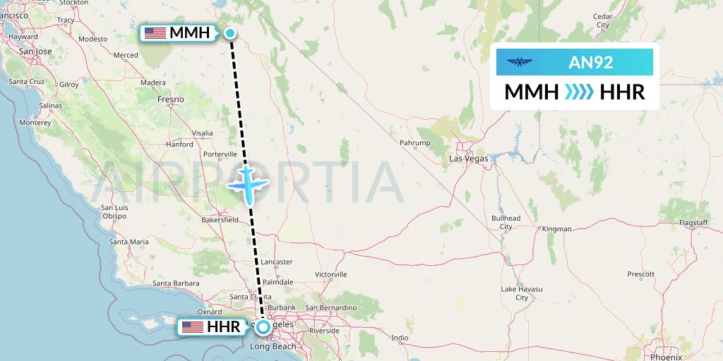 AN92 Advanced Air Flight Map: Mammoth Lakes to Hawthorne