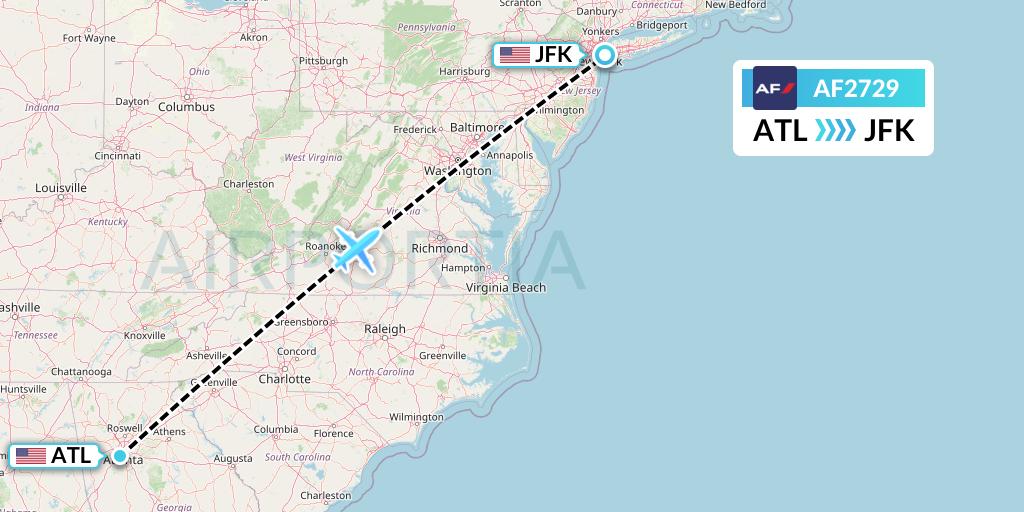 AF2729 Air France Flight Map: Atlanta to New York