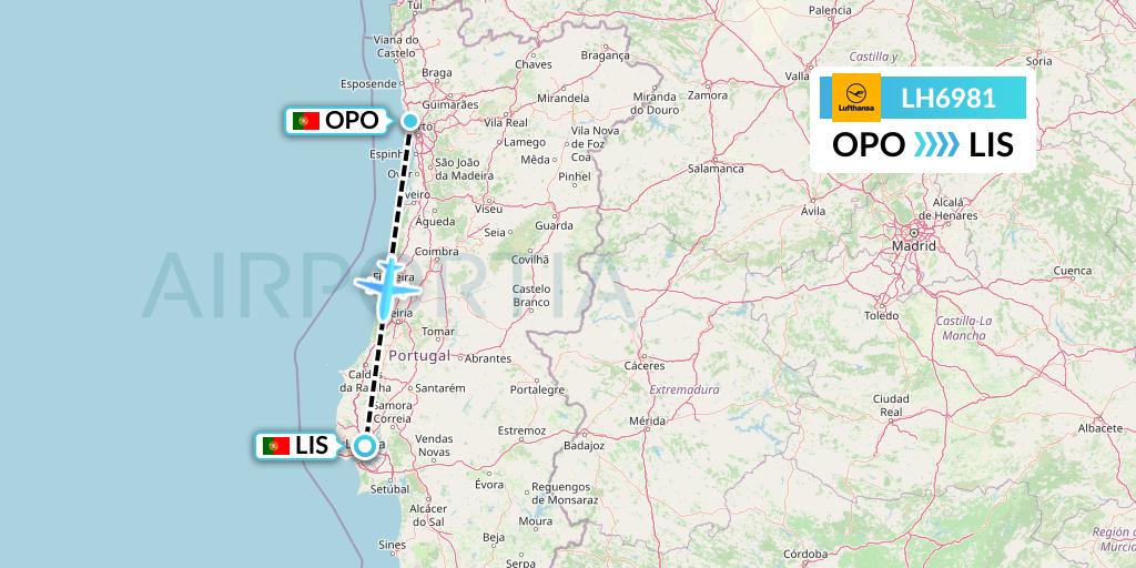 LH6981 Lufthansa Flight Map: Porto to Lisbon