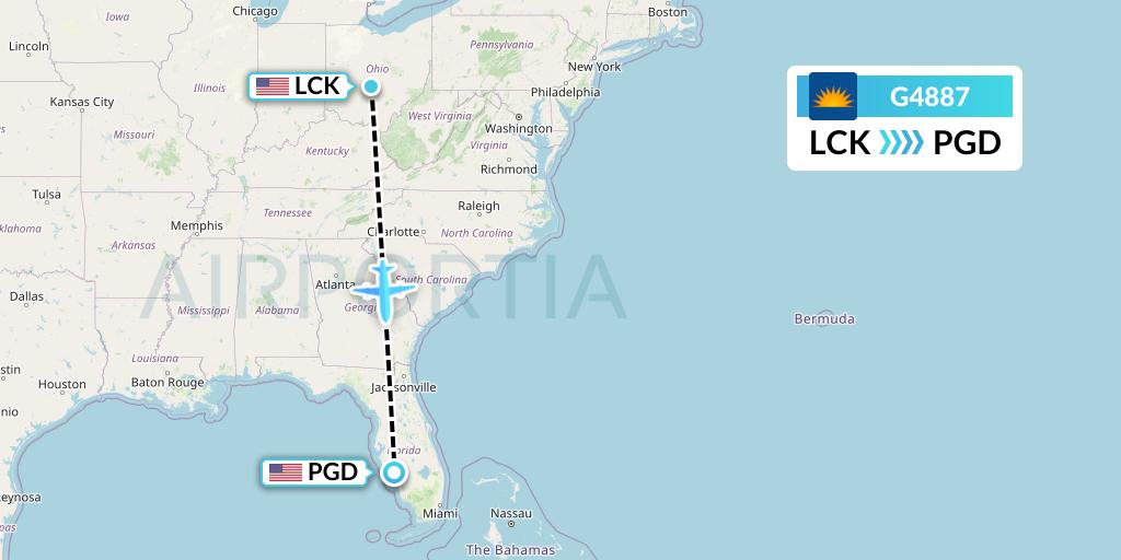 G4887 Allegiant Air Flight Map: Columbus to Punta Gorda