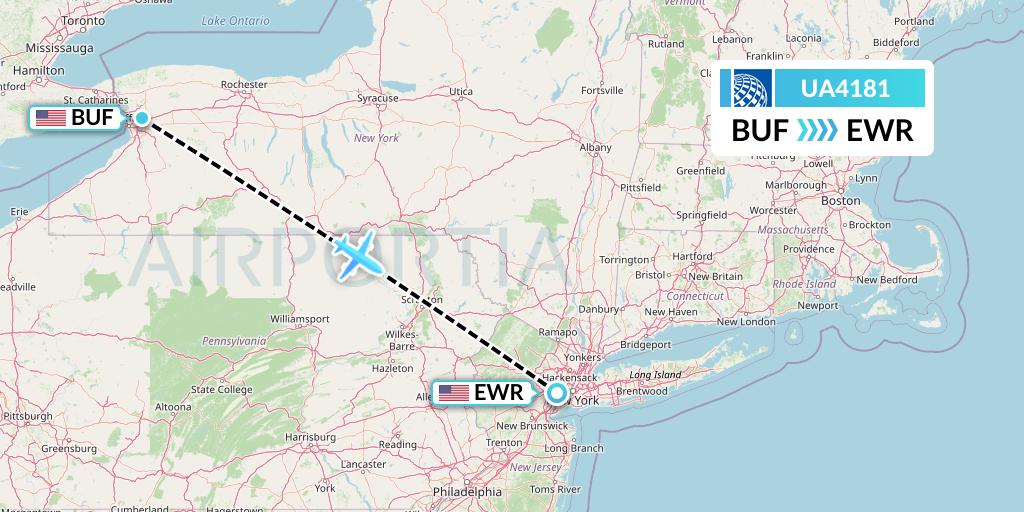 UA4181 United Airlines Flight Map: Buffalo to New York