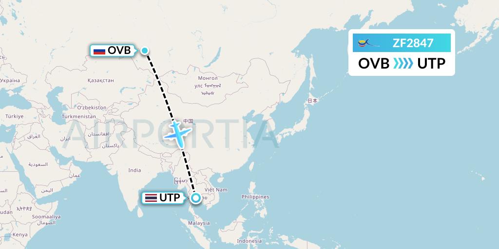 ZF2847 Azur Air Flight Map: Novosibirsk to Rayong