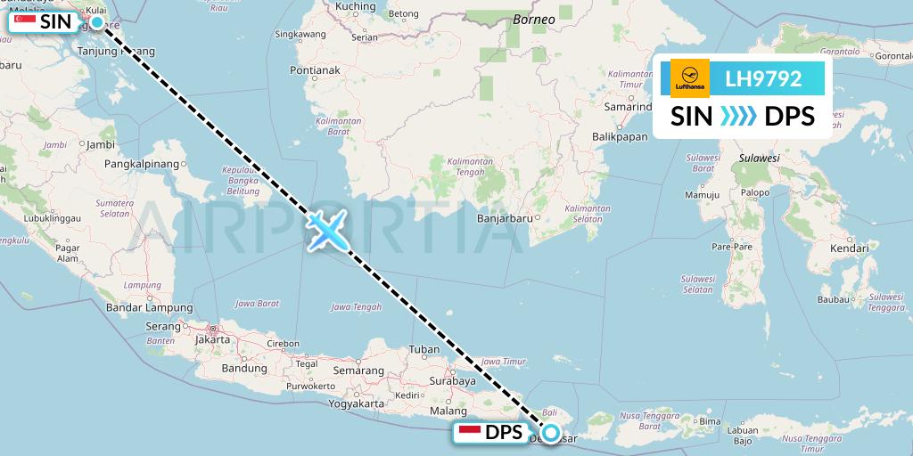 LH9792 Lufthansa Flight Map: Singapore to Denpasar