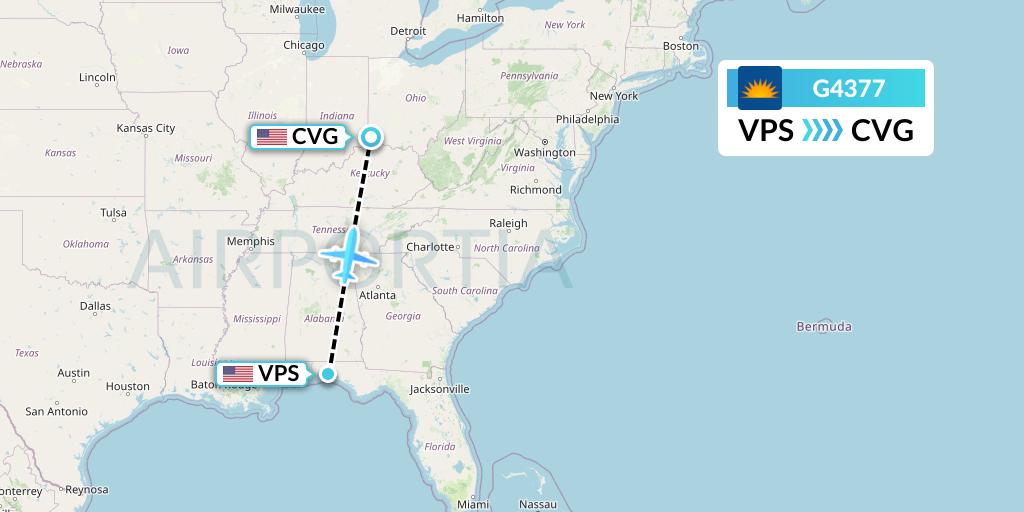 G4377 Allegiant Air Flight Map: Valparaiso to Cincinnati