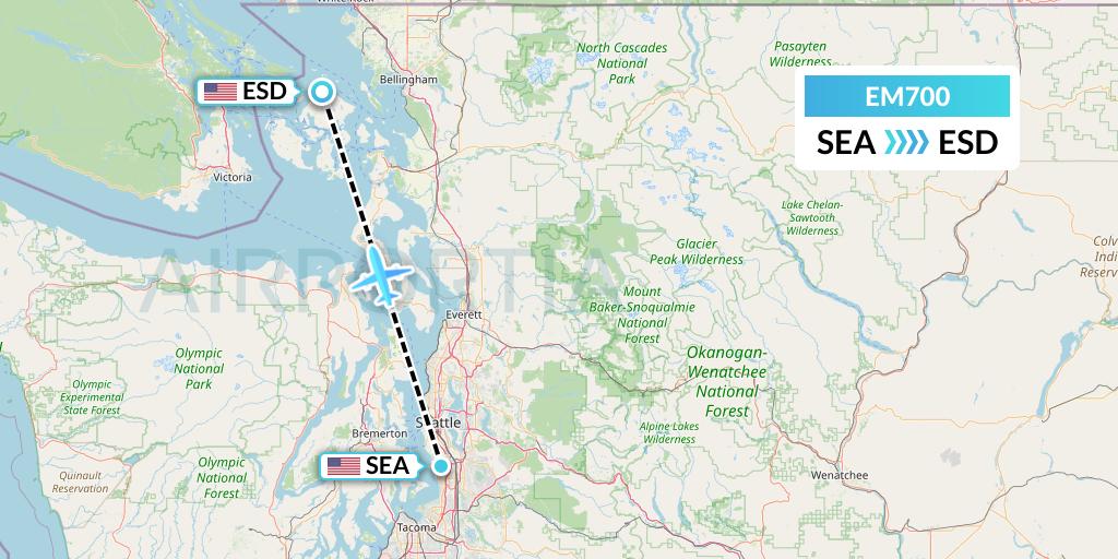 EM700 Empire Airlines Flight Map: Seattle to Eastsound
