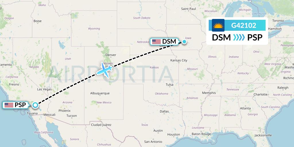 G42102 Flight Status Allegiant Air Des Moines to Palm Springs (AAY2102)