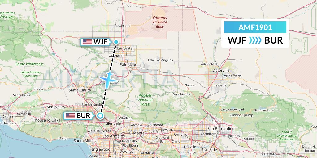 AMF1901 Ameriflight Flight Map: Lancaster to Burbank