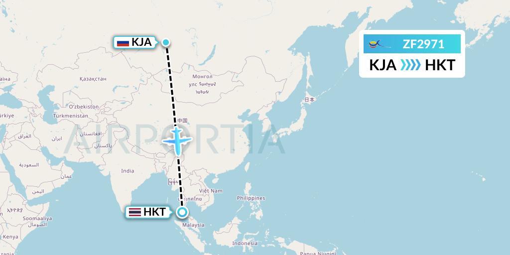 ZF2971 Azur Air Flight Map: Krasnoyarsk to Phuket