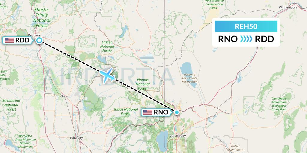 REH50 Reach Air Medical Services Flight Map: Reno to Redding