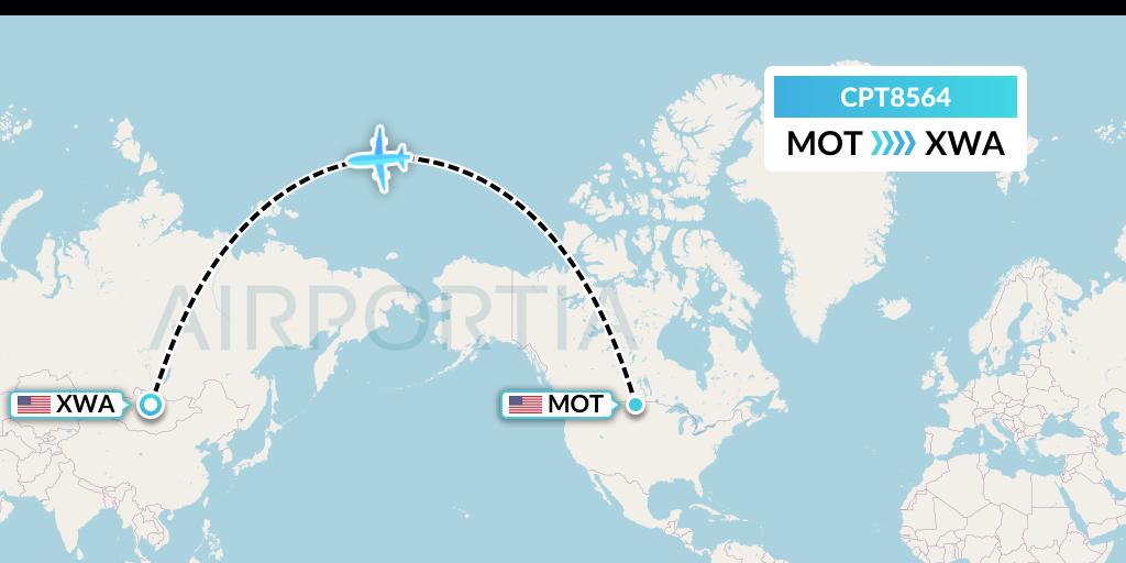 CPT8564 Corporate Air Flight Map: Minot to Williston