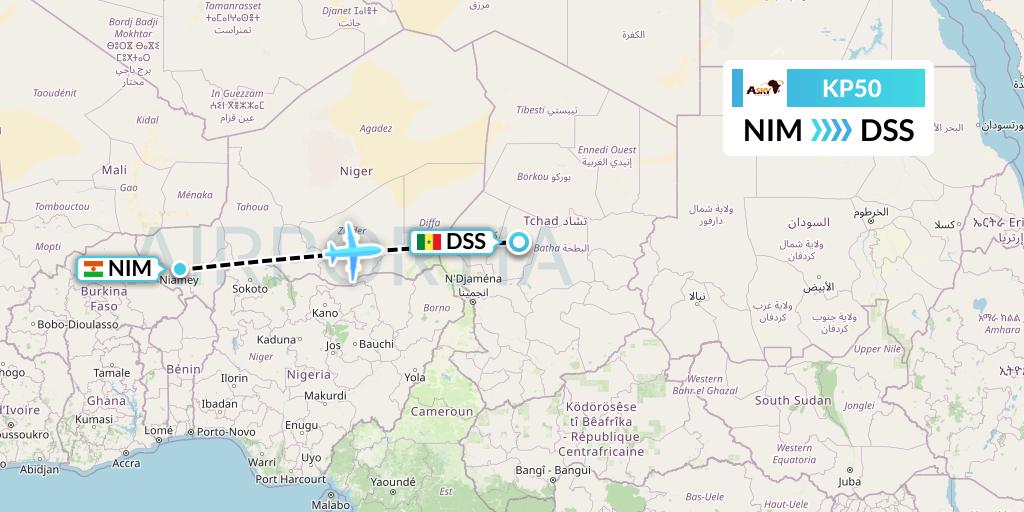 KP50 ASKY Flight Map: Niamey to Dakar