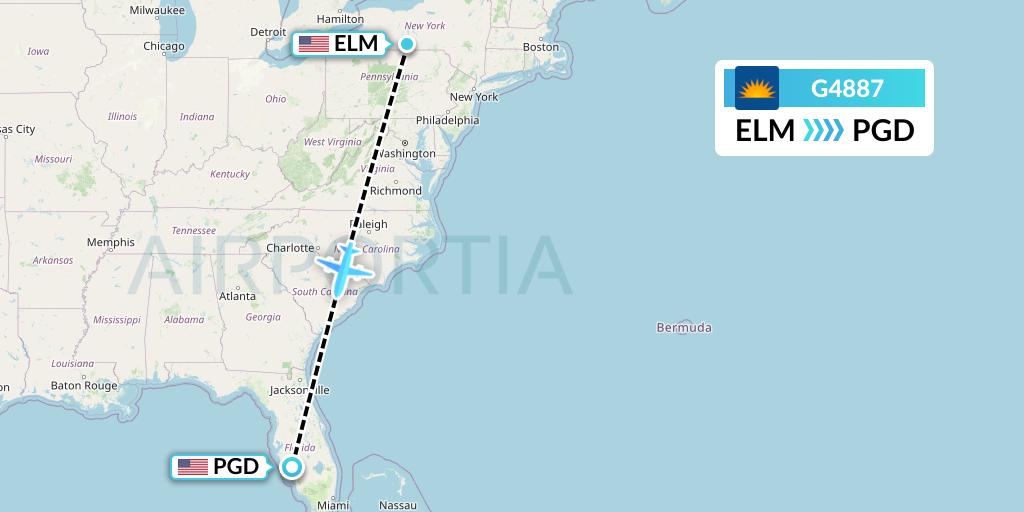 G4887 Allegiant Air Flight Map: Elmira to Punta Gorda