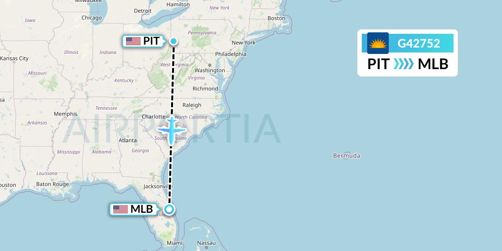 G42752 Allegiant Air Flight Map: Pittsburgh to Melbourne