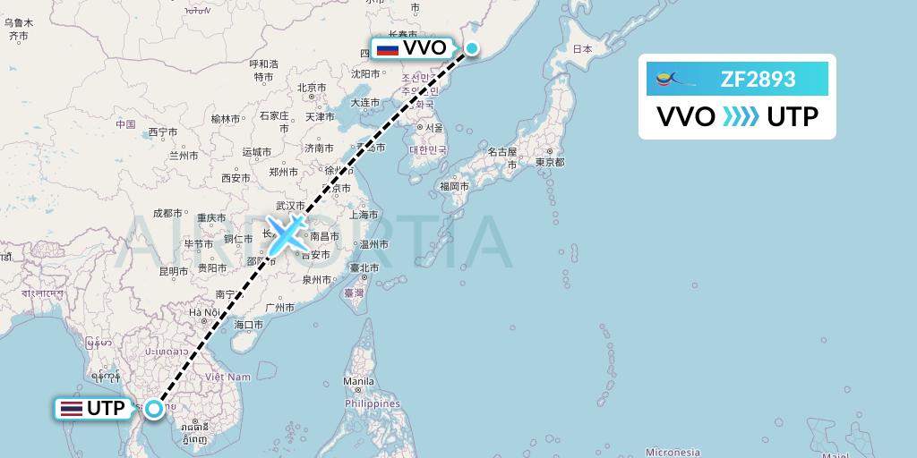 ZF2893 Azur Air Flight Map: Vladivostok to Rayong