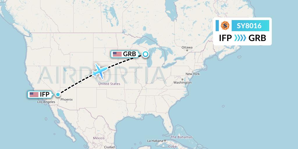 SY8016 Sun Country Airlines Flight Map: Bullhead City to Green Bay