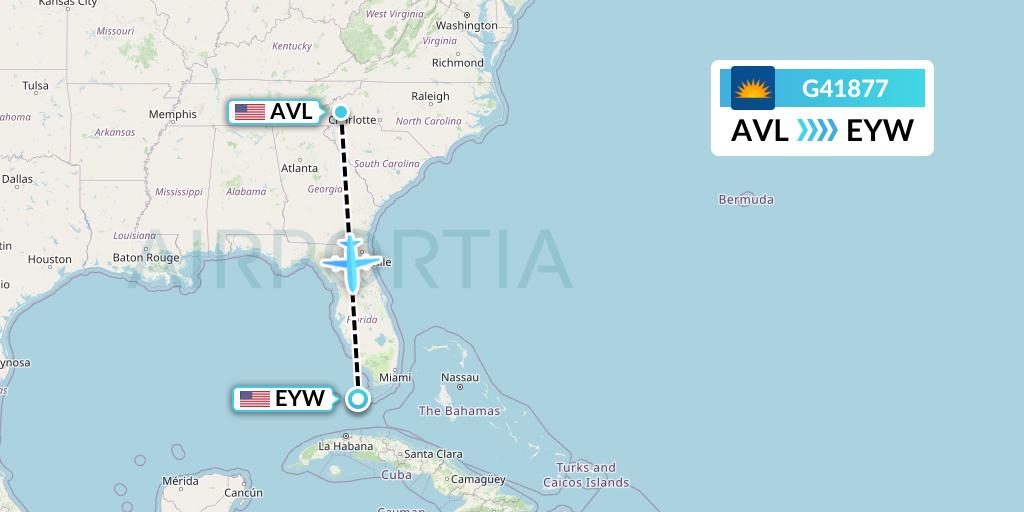 G41877 Allegiant Air Flight Map: Asheville to Key West