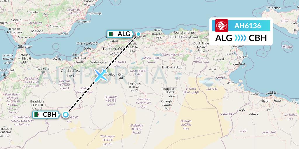AH6136 Air Algerie Flight Map: Algiers to Bechar