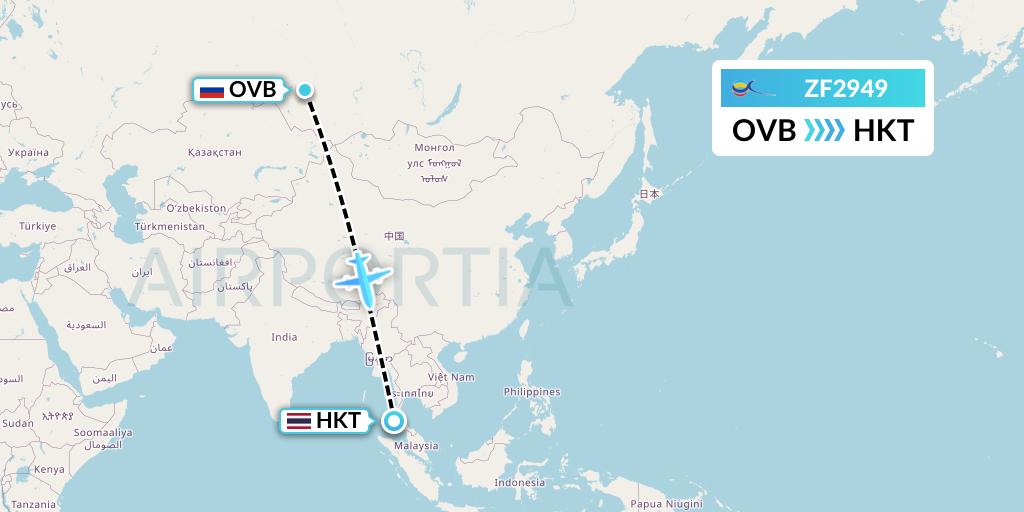 ZF2949 Azur Air Flight Map: Novosibirsk to Phuket