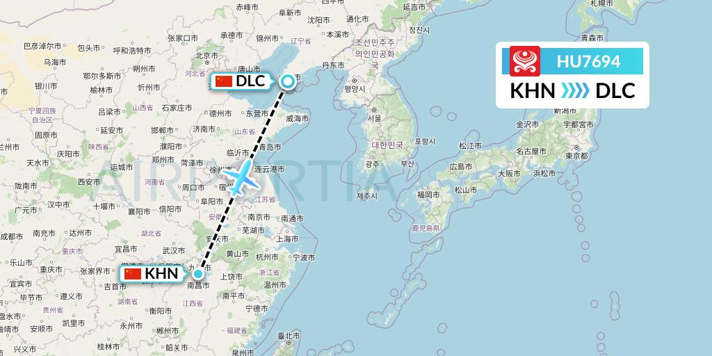 HU7694 Hainan Airlines Flight Map: Nanchang to Dalian