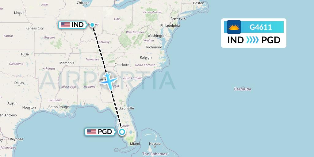 G4611 Allegiant Air Flight Map: Indianapolis to Punta Gorda