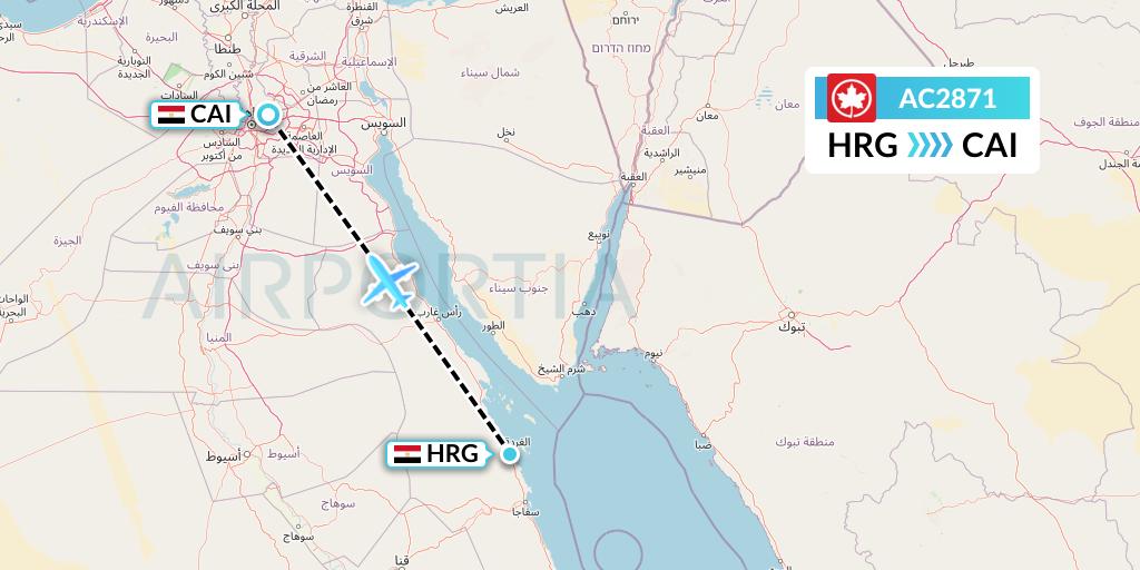 AC2871 Air Canada Flight Map: Hurghada to Cairo