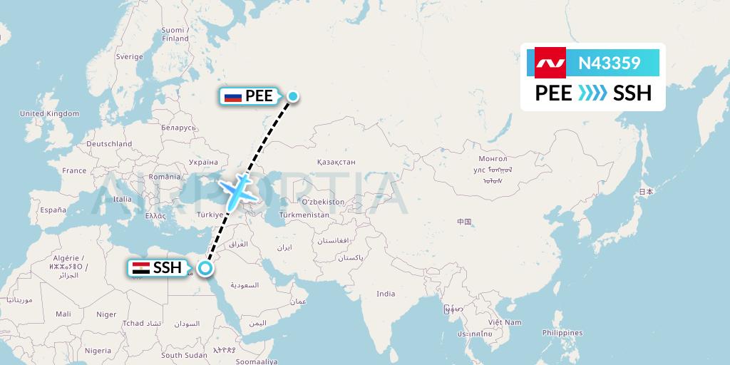 N43359 Nordwind Airlines Flight Map: Perm to Sharm el-Sheikh