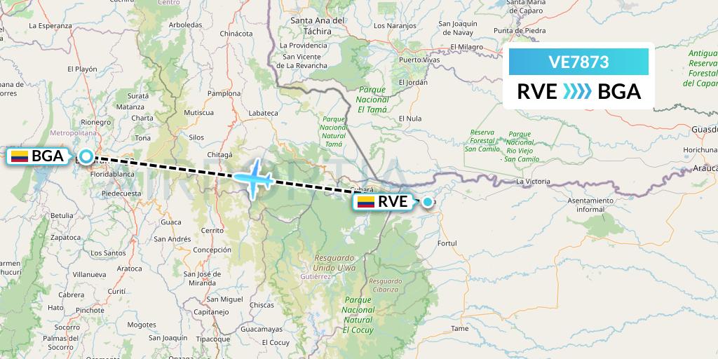 VE7873 Easyfly Flight Map: Saravena to Bucaramanga