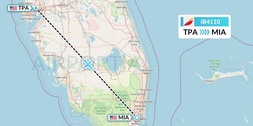 IB4110 Iberia Flight Map: Tampa to Miami