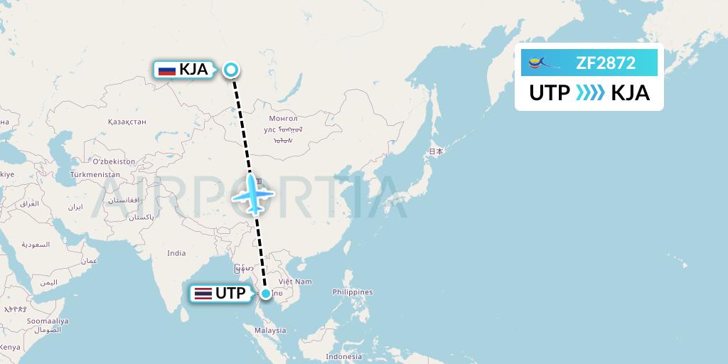 ZF2872 Azur Air Flight Map: Rayong to Krasnoyarsk