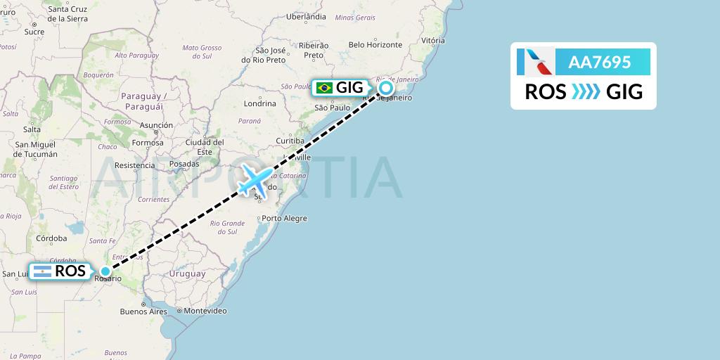 AA7695 American Airlines Flight Map: Rosario to Rio de Janeiro