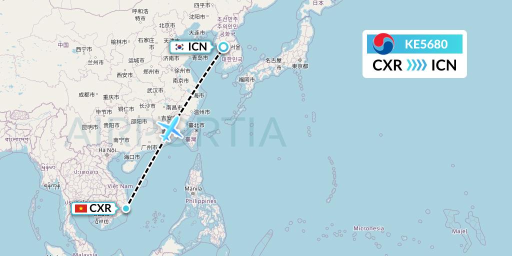 KE5680 Korean Air Flight Map: Nha Trang to Seoul