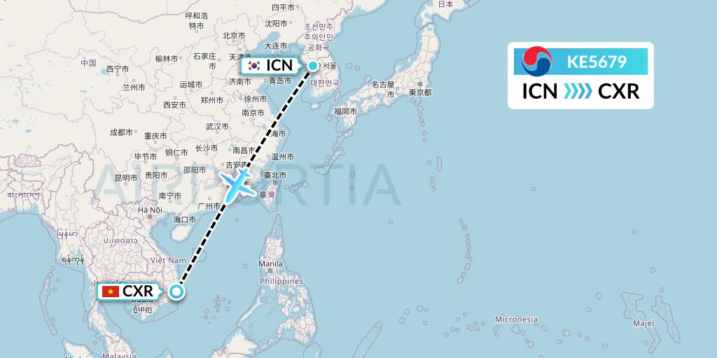 KE5679 Korean Air Flight Map: Seoul to Nha Trang