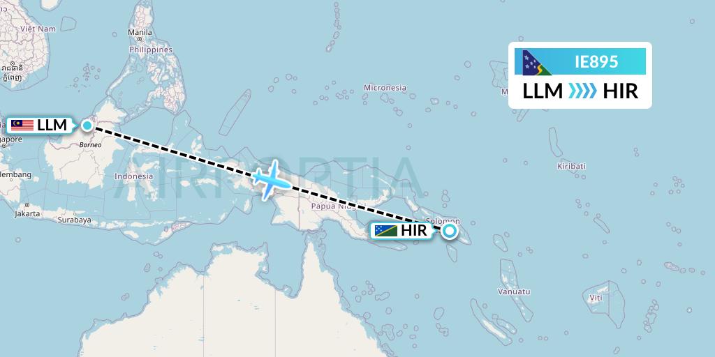 IE895 Solomon Airlines Flight Map: Long Lama to Honiara