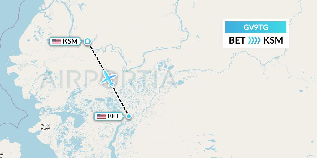GV9TG Grant Aviation Flight Map: Bethel to St. Mary's