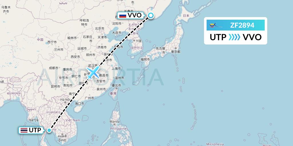 ZF2894 Azur Air Flight Map: Rayong to Vladivostok