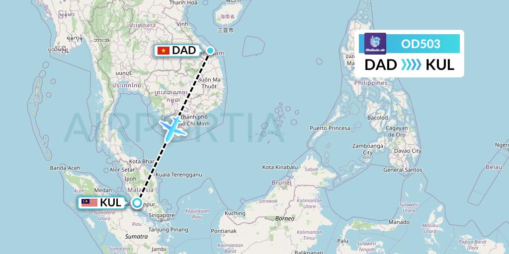 OD503 Batik Air Malaysia Flight Map: Da Nang to Kuala Lumpur